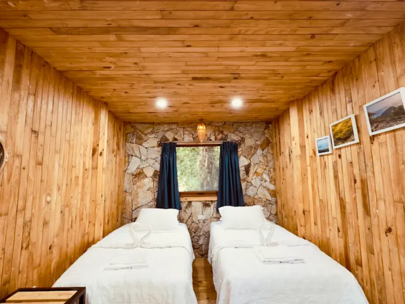 Twin bed room with garden view